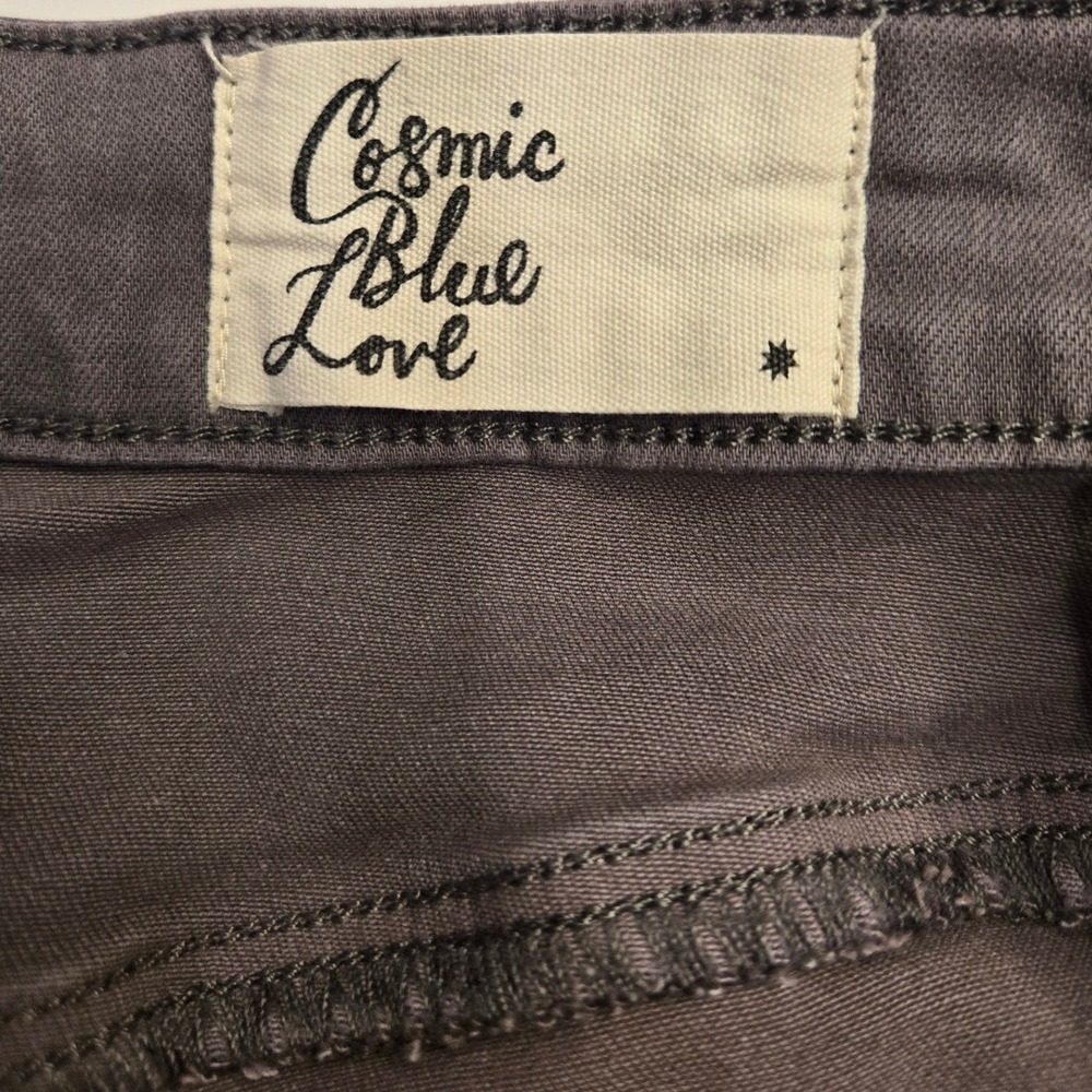 Cosmic Blue Love‎ Grey Cargo Utility Pants Women 32P High Rise Slim Straight Leg - Picture 2 of 10